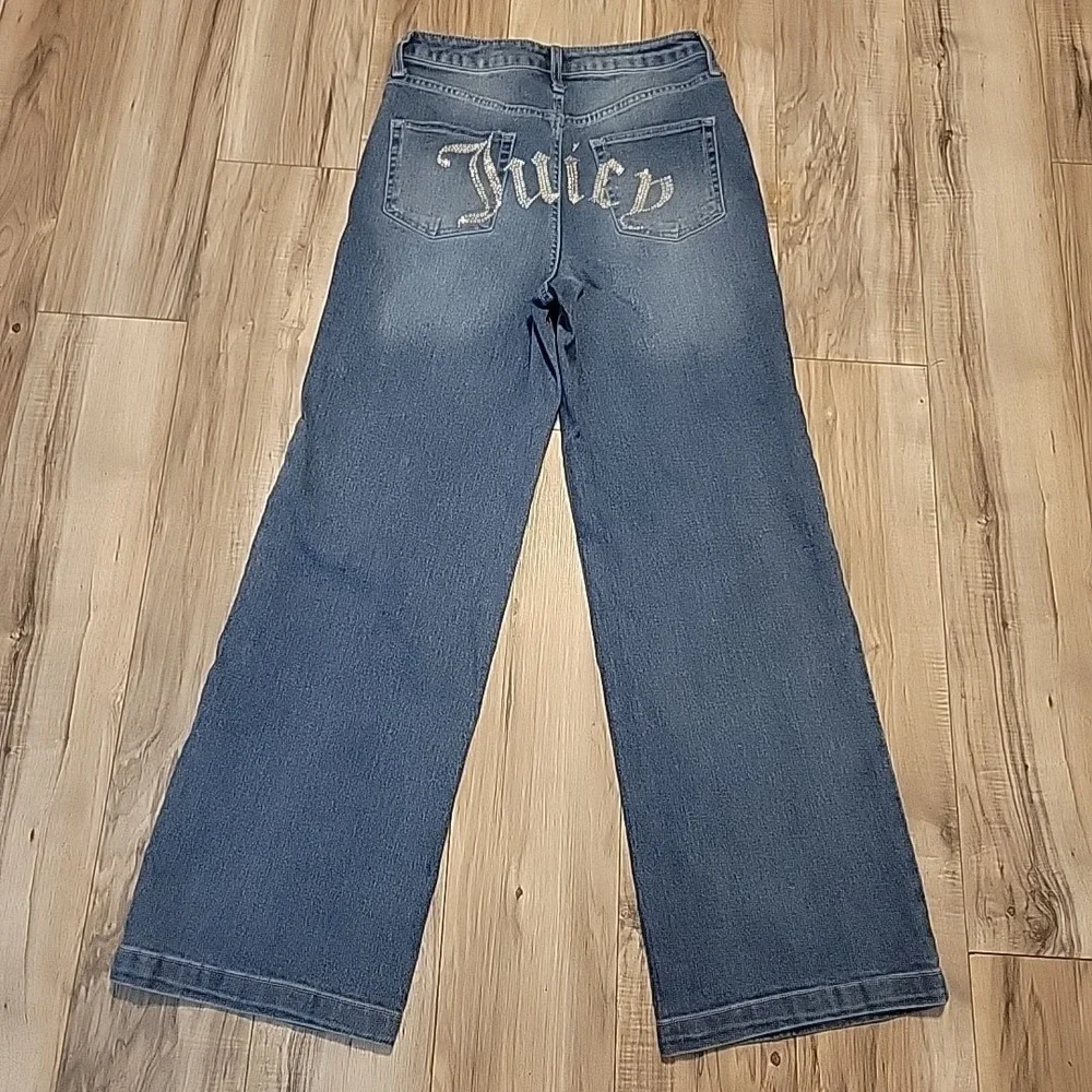 Juicy Couture Lunita Flare Jeans Rhinestone Blue Denim Size‎ 9/29 Y2K